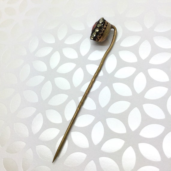 Victorian Rhinestone Stickpin ~ Foil Back Pin ~ A… - image 4