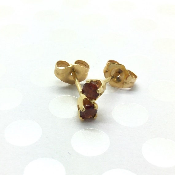Garnet Stud Earrings ~ Minimalist Earrings ~ Daint