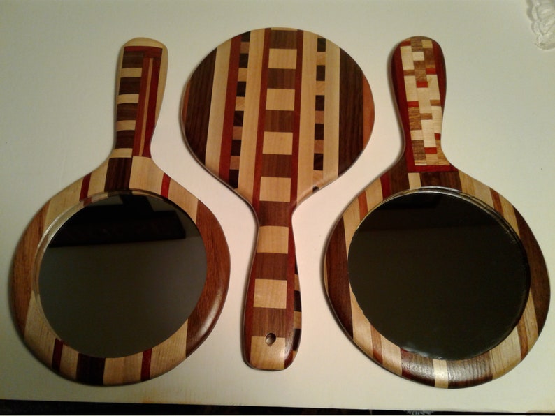 Hand Held Wooden Mirrors Etsy