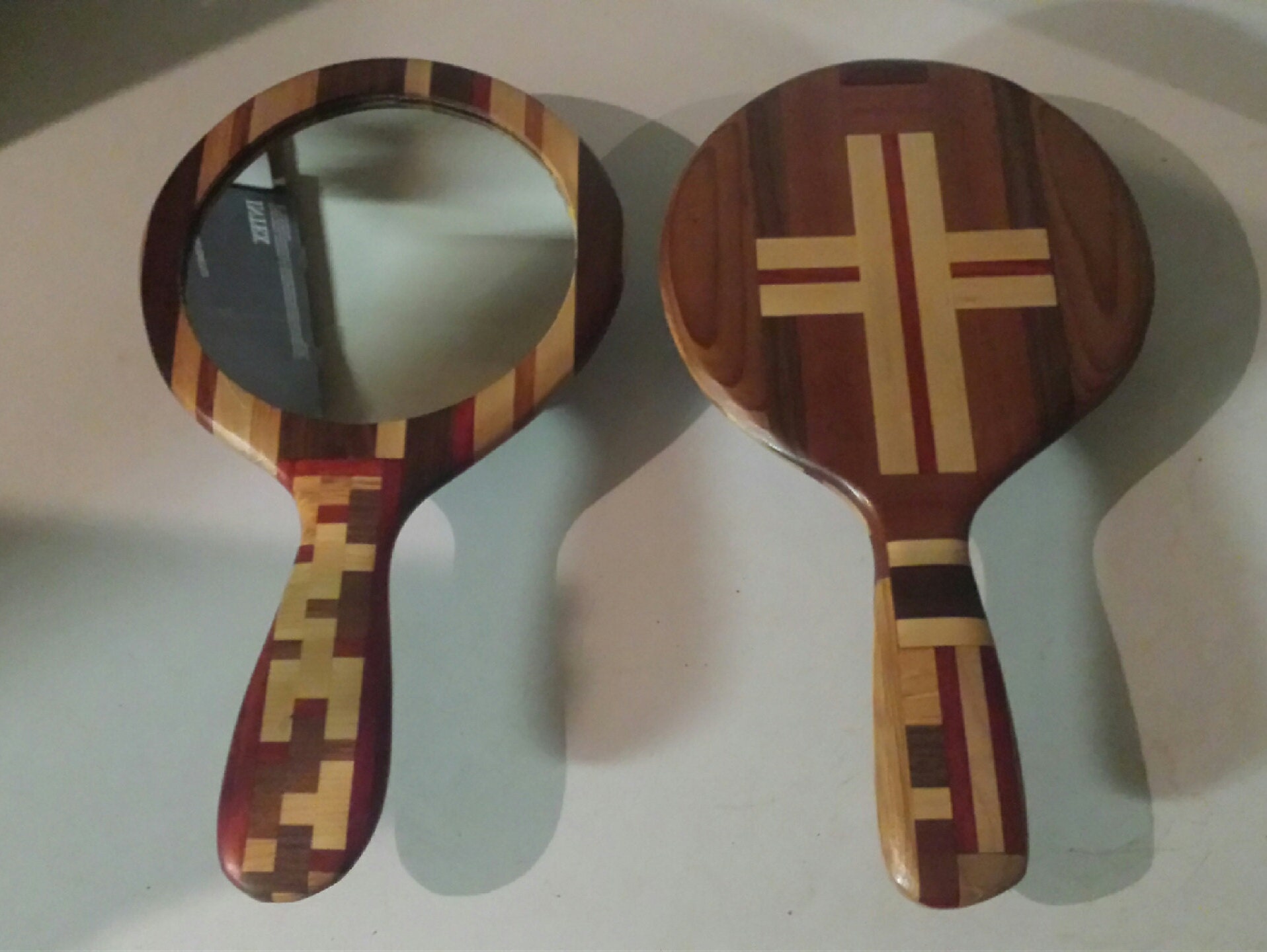 Hand Held Wooden Mirrors Etsy