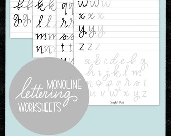 Lettering Worksheets, Monoline Lettering Worksheets