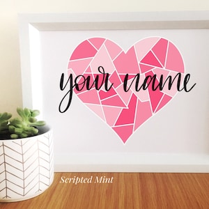 Personalised Heart Print, Personalized Heart Print, Heart Print, Geometric Heart