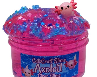 Axolotl Clear Slime: Scented Glitter Slime with Pink Charm