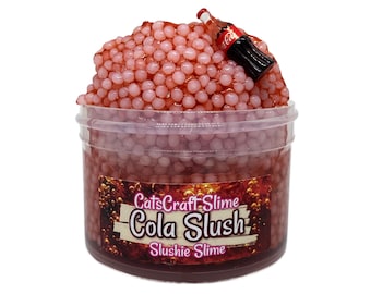 Slushie Slime "Cola Slush" SCENTED clear slushee bead crunchy ASMR