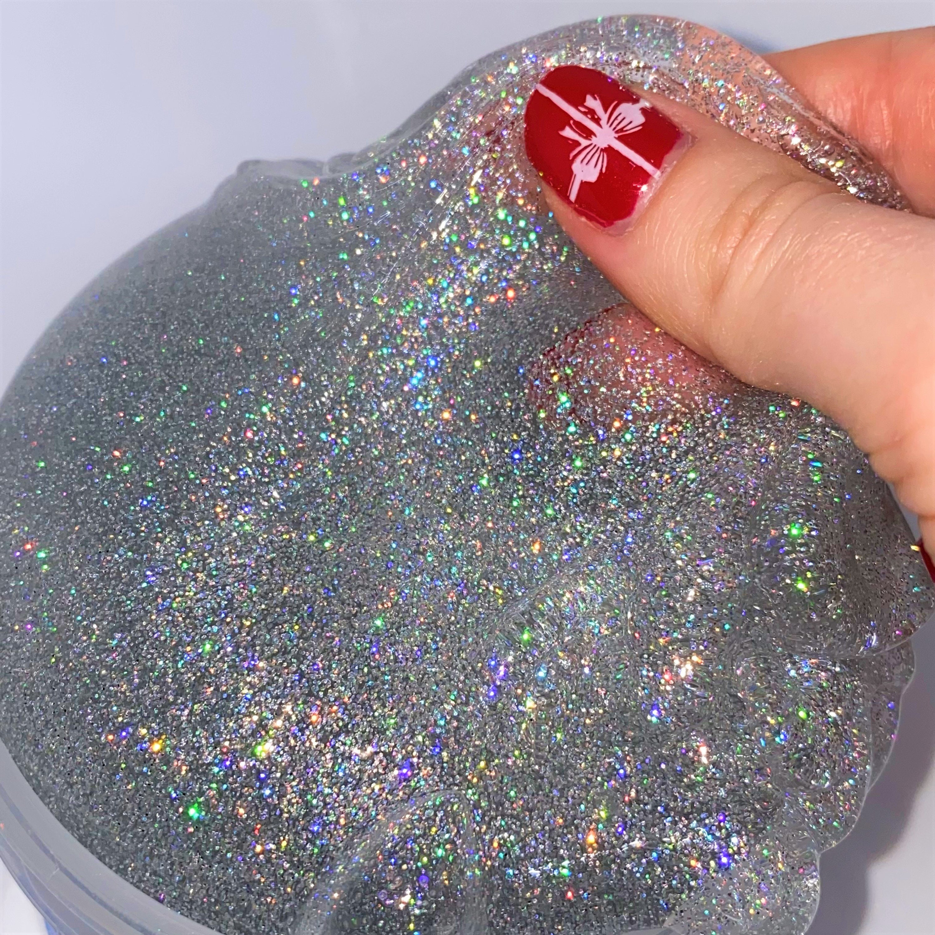 Clear Slime axolotl SCENTED Stretchy Glitter Slime Pink Charm ASMR 