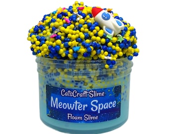 Full Floam Slime "Meowter Space" SCENTED crunchy ASMR foam beads slime with cat charm
