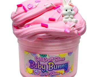 Butter Slime "Baby Bunny" Sprinkles Scented with Easter Charm Inflating Soft ASMR