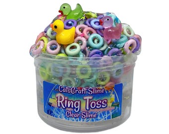 Clear Slime "Ring Toss" Scented Stretchy Crunchy Loop Bead Slime ASMR 6 oz