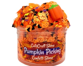 Confetti Crunch Clear Slime "Pumpkin Picking" Scented Stretchy Slime ASMR 6 oz
