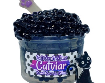 Bead Crunch Clear Slime "Catviar" Scented Stretchy Caviar Crunchy Slime ASMR 6 oz