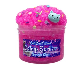 Snow Fizz "Catnip Spritzer" Scented crunchy Slime ASMR with Cat Charm