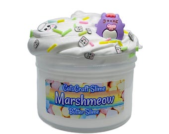 Butter Slime "Marshmeow" Marshmallow Scented with Charm and Sprinkles Inflating Soft ASMR
