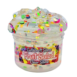 SCENTED Crystal Clear &quot;FRUIT SALAD&quot; Stretchy Slime Satisfying Slimes Kawaii hand made