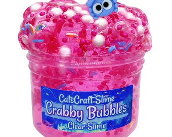 Clear Slime "Crabby Bubbles" Scented Stretchy Slime ASMR 6 oz