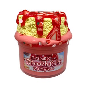 DIY Clay butter Slime &quot;Strawbb Cake&quot; Scented Butter Slime Kit Charm ASMR