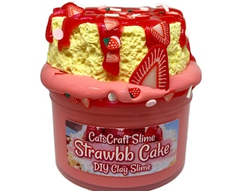 DIY Strawberry Cake Slime Kit: Scented Clay Butter Slime, ASMR