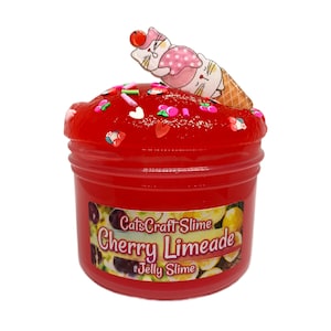 Jelly Slime "Cherry Limeade" Scented Slime Inflating Clear Slimes ASMR 6 oz