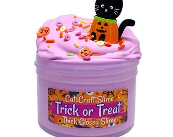 Thick Glossy Slime "Trick or Treat" SCENTED Hallowen ASMR With Charm