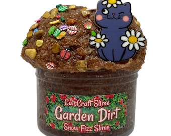Snow Fizz "Garden Dirt" Scented crunchy Slime ASMR with cat Charm