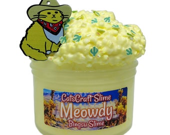 White Glue Bingsu Slime "Meowdy" SCENTED bingsu bead crunchy ASMR With Cat Charm