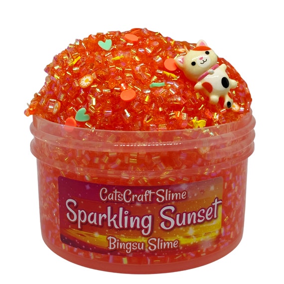 Bingsu Slime Sparkling Sunset SCENTED clear bingsu bead crunchy ASMR With  cat Charm