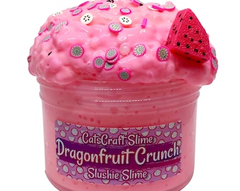 White glue Slushie Slime "Dragonfruit Crunch" SCENTED crunchy ASMR