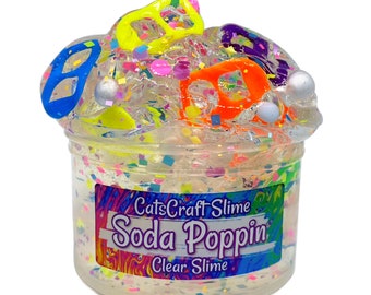 Clear Slime "Soda Poppin" Scented Stretchy Slime ASMR 6 oz