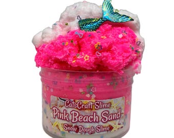 Snow Dough Slime "Pink Beach Sand" Scented with Charm ASMR
