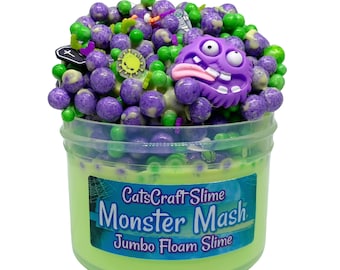 Jumbo Floam Slime "Monster Mash" SCENTED crunchy ASMR foam beads Halloween slime with charm