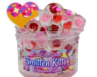 Frog Spawn Slime "Smitten Kitten" Unscented Stretchy Frogspawn crunchy Slime ASMR 6 oz