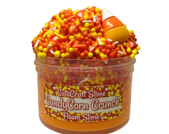 Full Floam Slime "Candycorn Crunch" SCENTED crunchy ASMR foam beads Halloween slime with charm