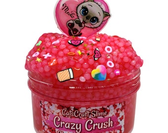 Slushie Slime "Crazy Crush" SCENTED Clear Slushee Bead crunchy ASMR with Charm