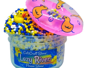 Full Floam Slime "Lazy River" SCENTED crunchy ASMR foam beads slime with 1 random color mini floatie and charm