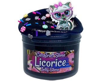 Jelly Slime "Licorice" Scented Slime Inflating Clear Slimes ASMR 6 oz