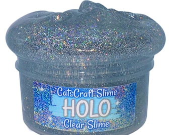 SCENTED HOLO Slime Stretchy Clear Holographic Glitter Slime ASMR