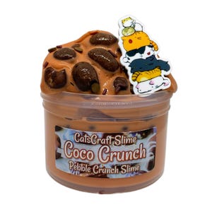 Glossy Pebble Crunch Slime &quot;Coco Crunch&quot; SCENTED crunchy ASMR slime with cat charm