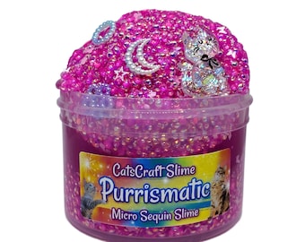 Micro Sequin Slime "Purrismatic" SCENTED clear mini bead crunch ASMR