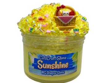 White Glue Bingsu Slime "Sunshine" SCENTED bingsu bead crunchy ASMR With Charm