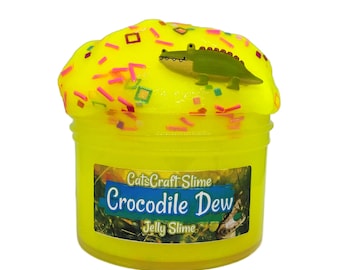 Jelly Slime "Crocodile Dew" Scented Slime Inflating Clear Slimes ASMR 6 oz