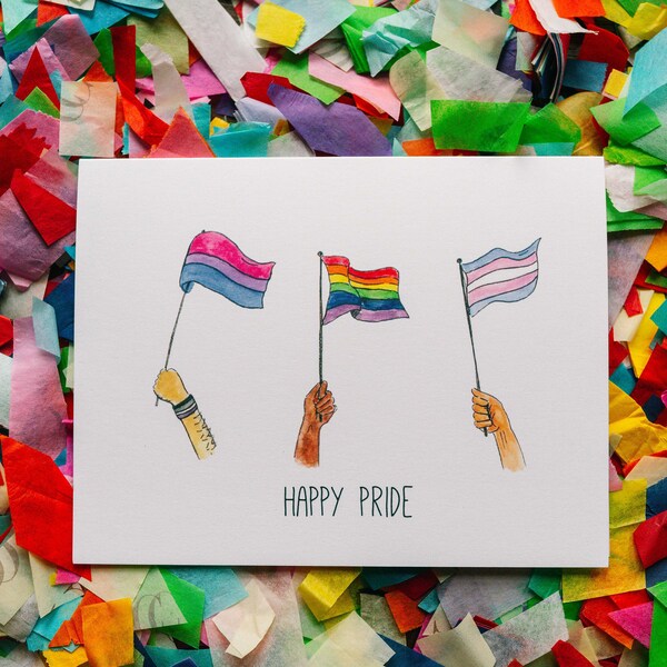 Pride Flag Card, Happy Pride Card, Lesbian Card, Gay Card, Gay Pride Card, Rainbow Card, LGBTQ Card, LGBT Card, LGBTQIA Card, Trans Flag