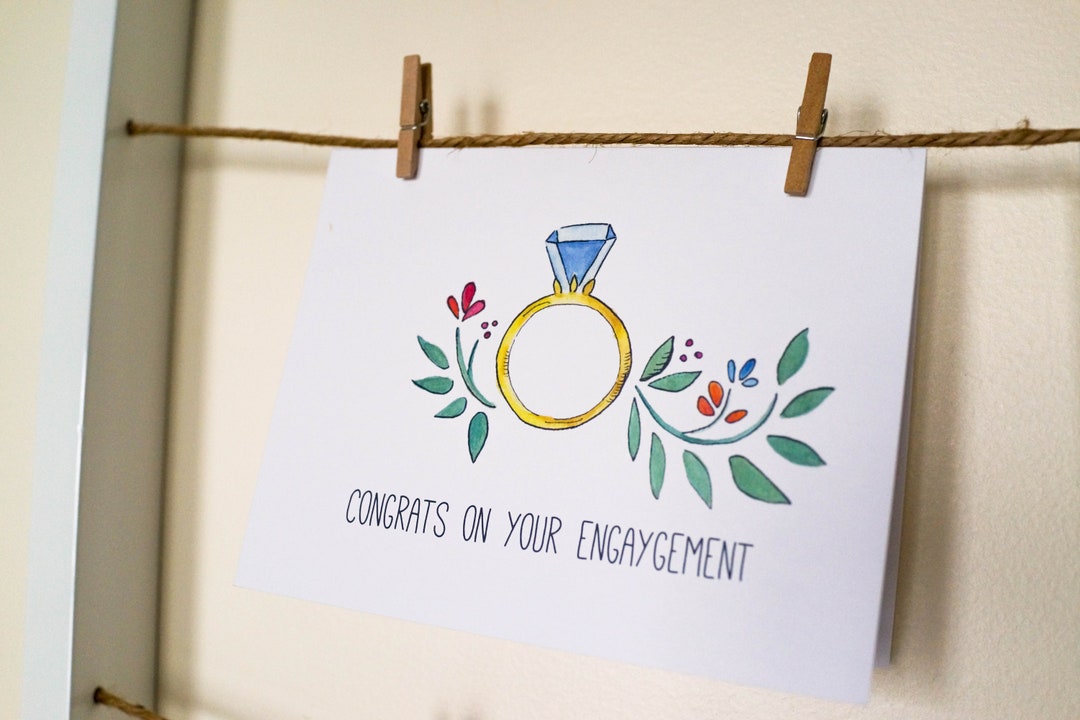 Congrats Gay Engagement Ring Card Lesbian Engagement Card Etsy