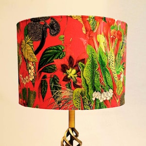 Tropical Lampshade, Pink Lampshade, Statement Lampshade, Velvet Lampshade, Drum Lampshade, Light Fixture Cover, Decorative Lampshade