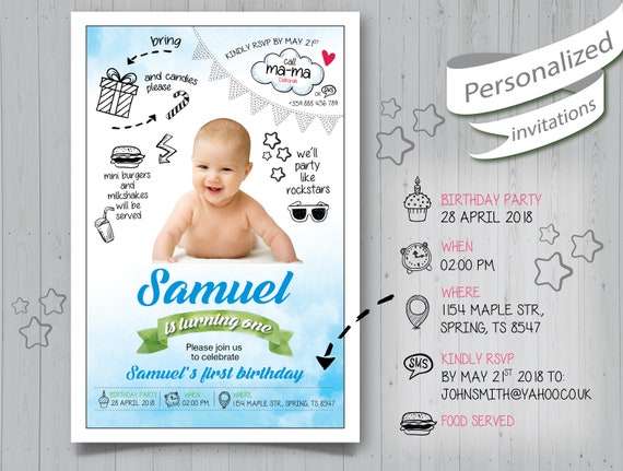 personalized birthday invitation baby