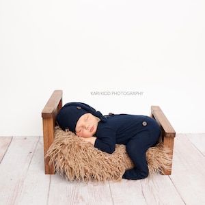 Newborn Pajama, Newborn Romper, Newborn Sleepy Hat, Newborn Photo Props, Newborn Boy Prop, Boy Photo Prop, Photography Prop, Navy Blue