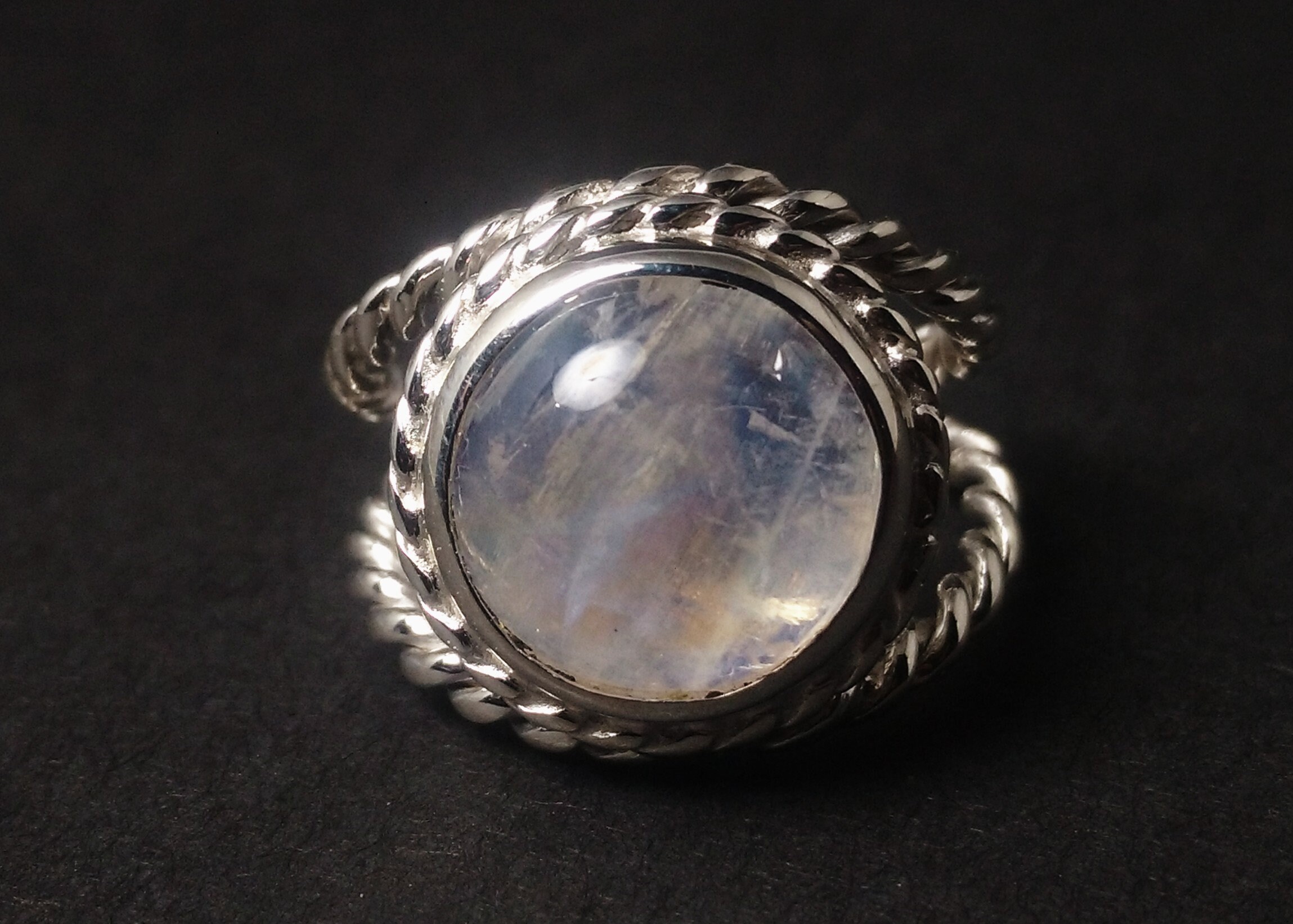 Rainbow Moonstone Ring 925 Silver Ring Blue Flash Moonstone | Etsy