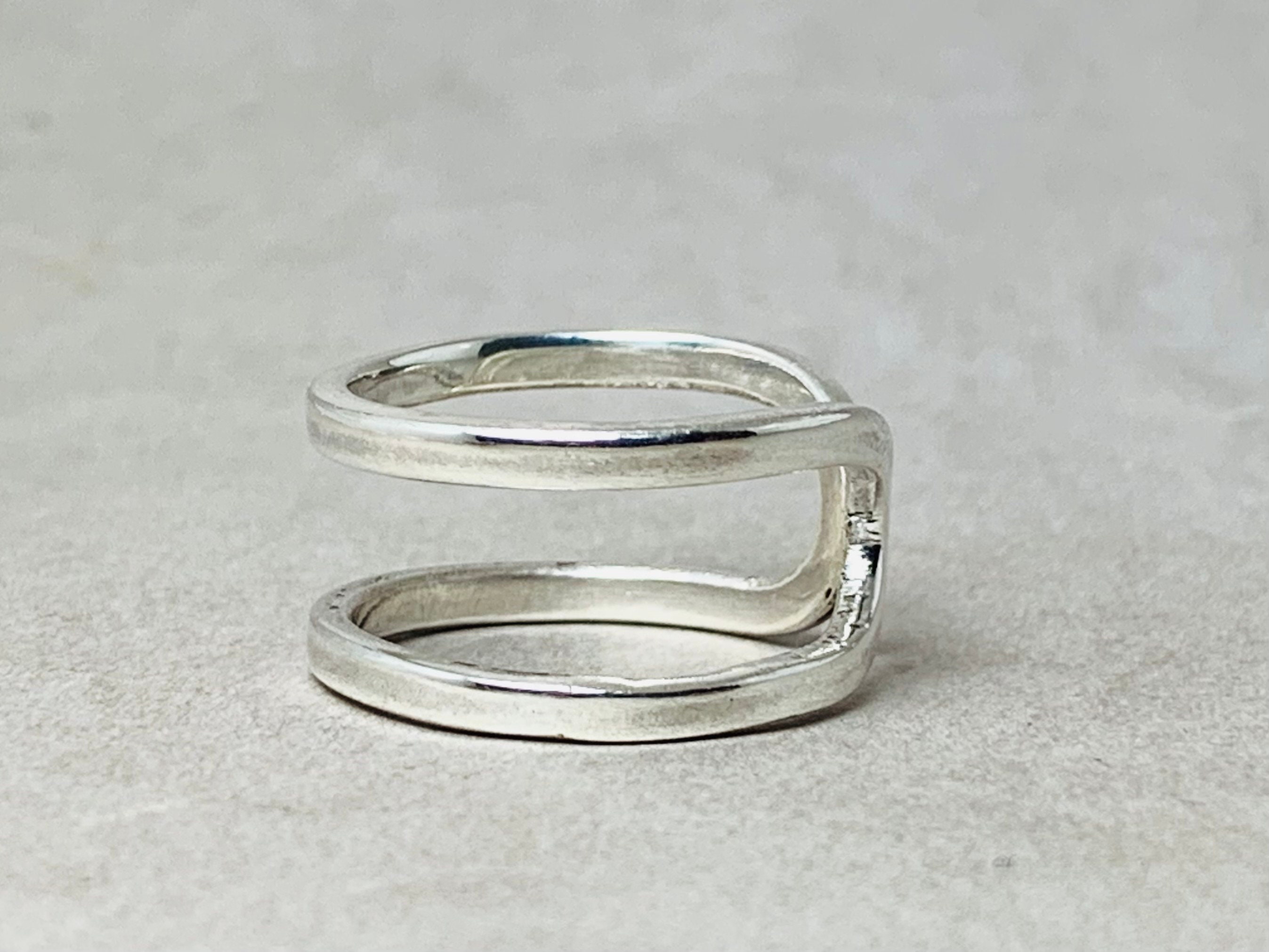 Double Band Ring Sterling Silver Ring Knuckle Ring Open - Etsy