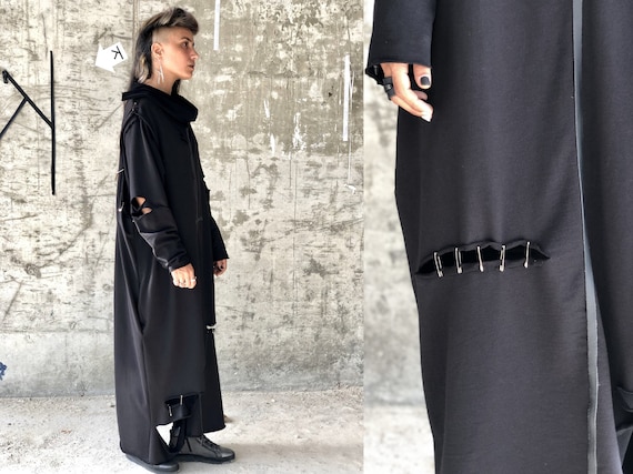 Black Long Versatile Double Sided Dress, Cyberpunk Streetwear for Women Black Long Versatile Double Sided Dress, Cyberpunk Streetwear for Women