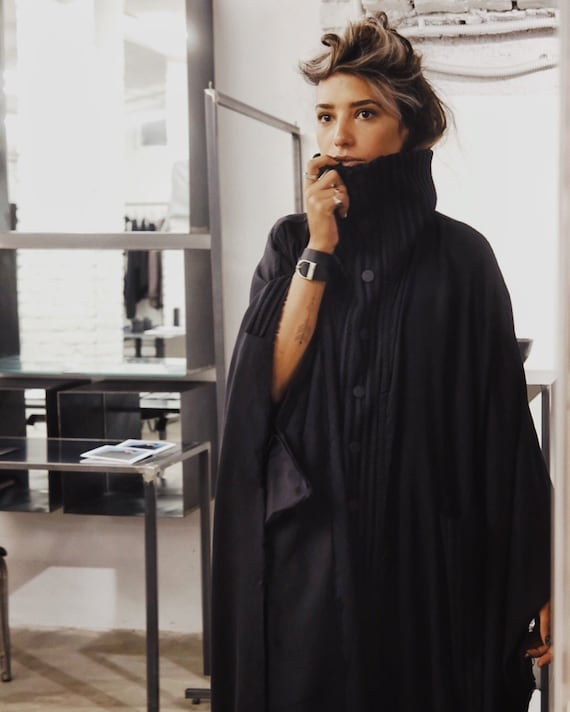 Black Cyberpunk Poncho That can be used as a Dress, Punk Streetwear For Women Black Cyberpunk Poncho That can be used as a Dress, Punk Streetwear For Women