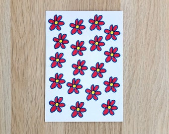 Floral A5 Greeting Card, Cute Flower Art Illustration