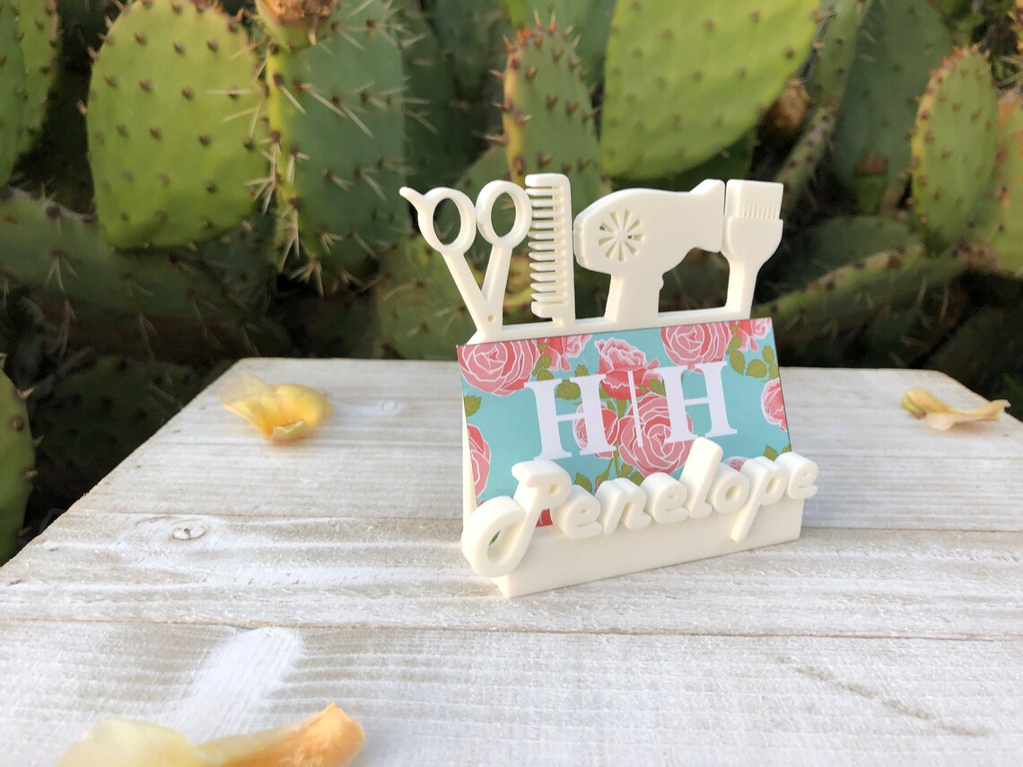 Hair Stylist Business Card Holder Personalized Desk 3D Printed Etsy